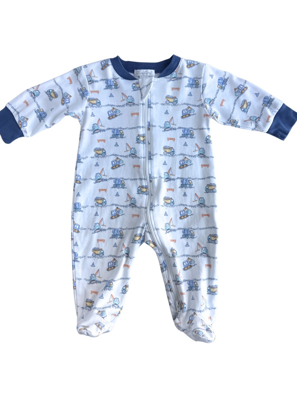 Kissy Kissy Baby Boys 3-6M Pima Cotton Footed Sleeper Construction Zip Pajamas